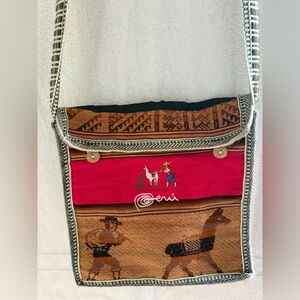 Artisan Peruvian Andean Textile Crossbody Shoulder Bag. Inca Designs Button